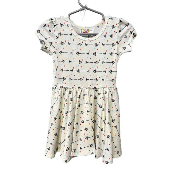 Dot Dot Smile Arrow Print White Red Yellow Blue Cap Sleeve Girls' Dress 12/24M - Picture 1 of 6